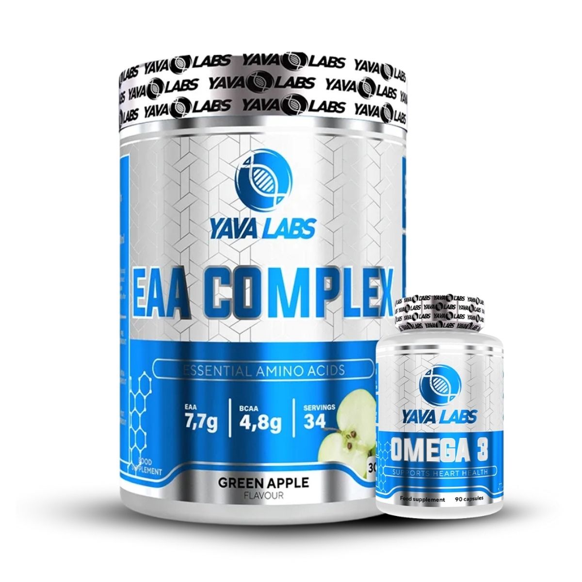 GENERICO - Omega 3 90 Softgel + Eaa 300Gr 34 Servicios Green Apple