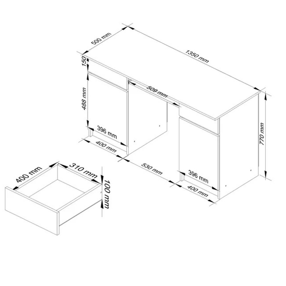 NACION MUEBLES - ESCRITORIO PARA PC CHARA NACION MUEBLES