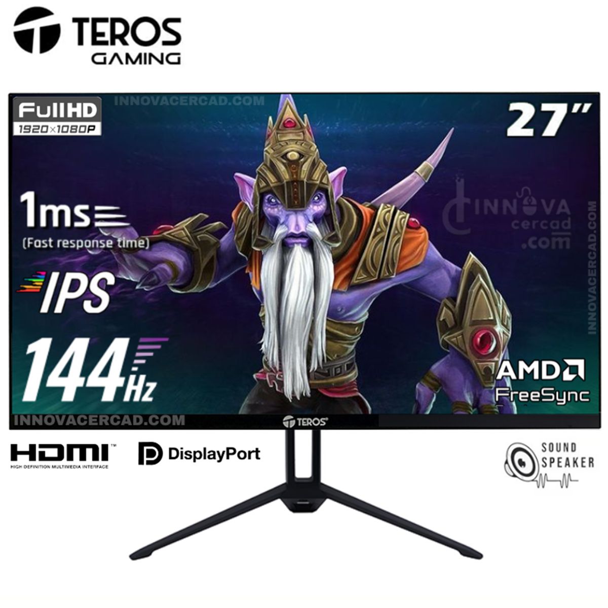 TEROS - Monitor TEROS TE-2714S, 27" FHD IPS, 144Hz, 1 ms, HDMI, DP, Speakers