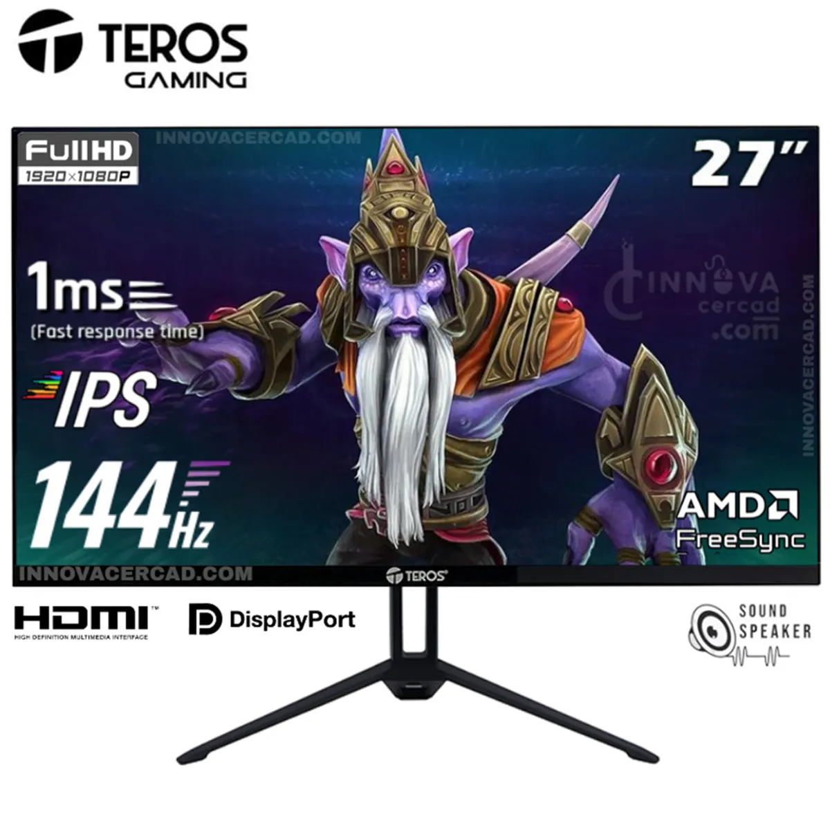 TEROS - Monitor TEROS TE-2714S, 27" FHD IPS, 144Hz, 1 ms, HDMI, DP, Speakers