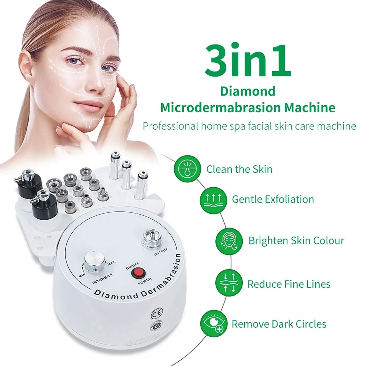 OEM - PUNTA DE DIAMANTE MICRODERMABRASION FACIAL PROFESIONAL 3 en 1