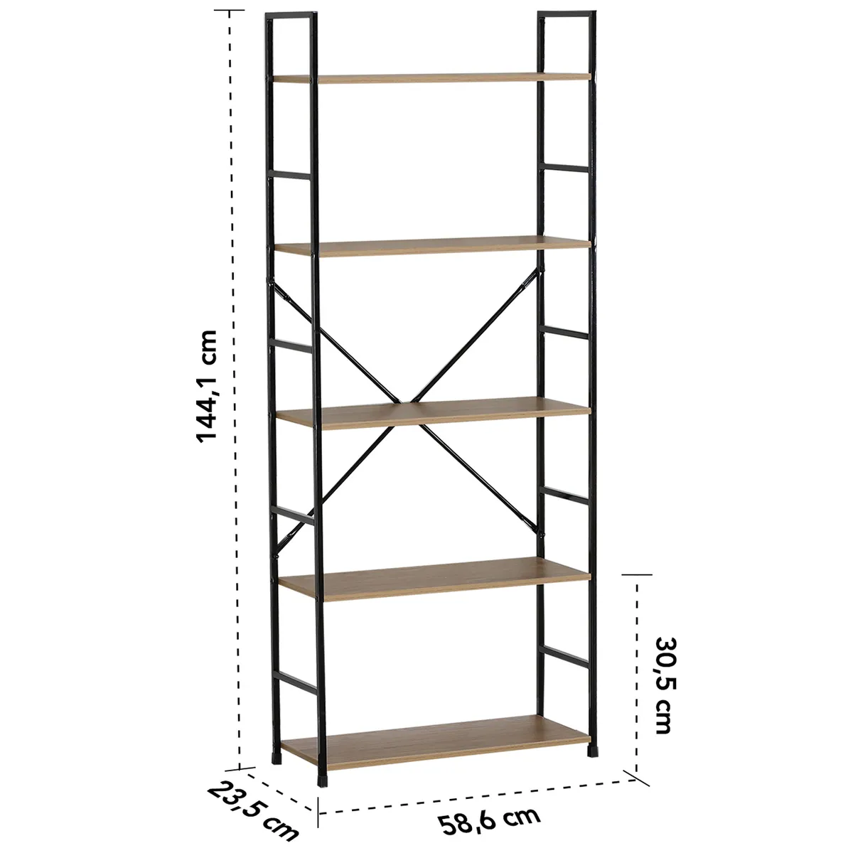 NOVAHUS - Estante cruz 5 niveles Industrial 144x59x24