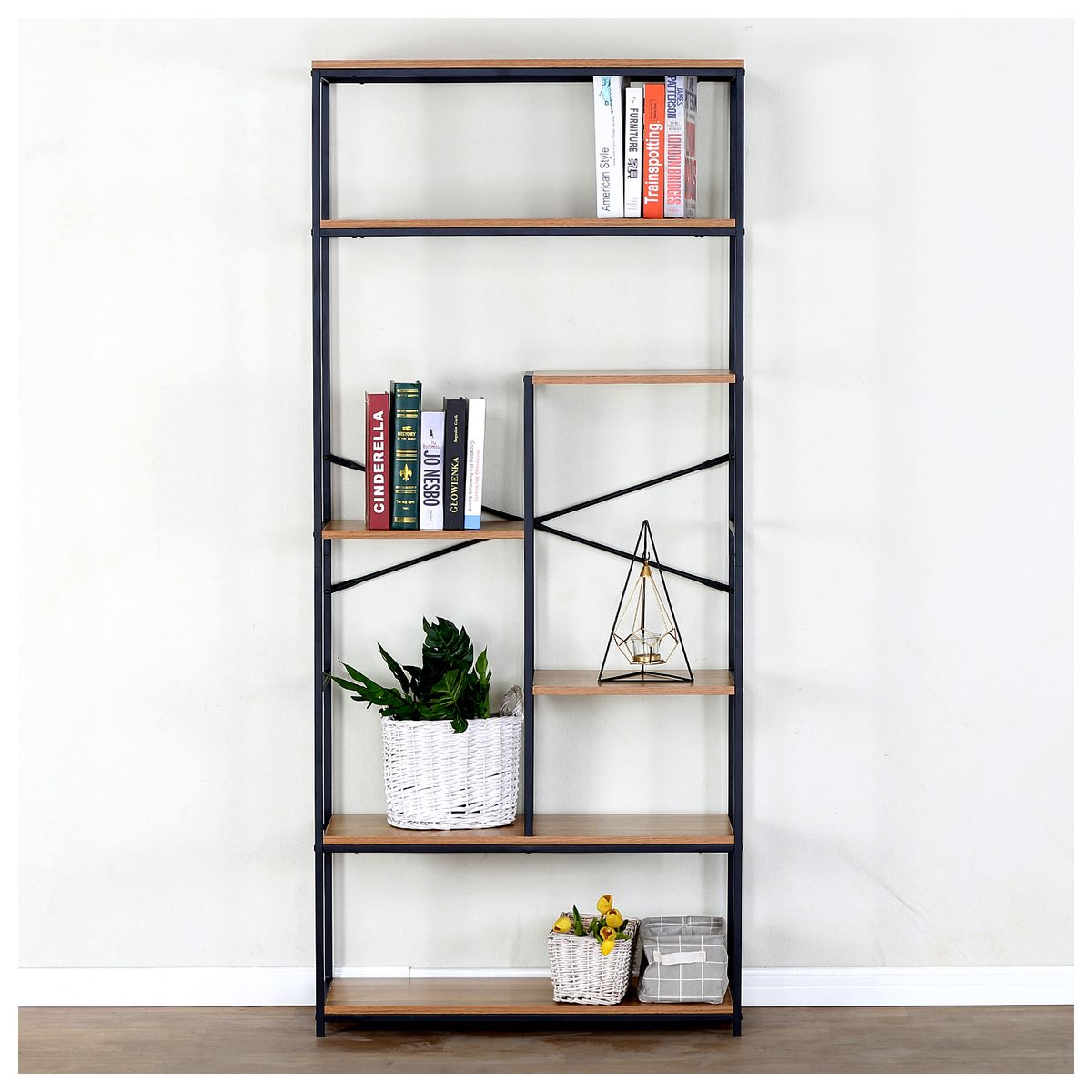 NOVAHUS - Estante Multinivel Alto Industrial Café 183x80x30