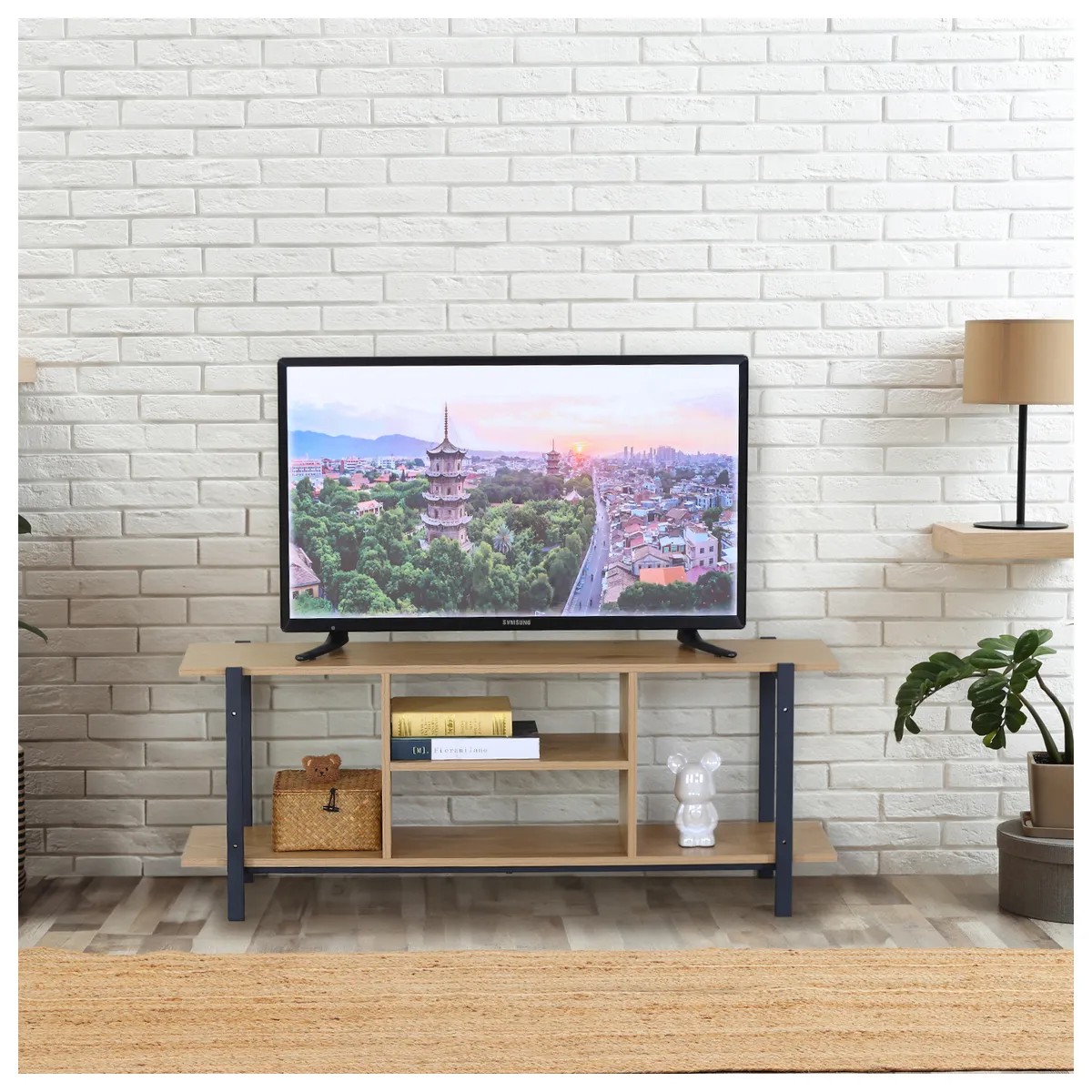 NOVAHUS - Centro de Entretenimiento Mesa para TV modelo Industrial hasta 50 Pulgadas