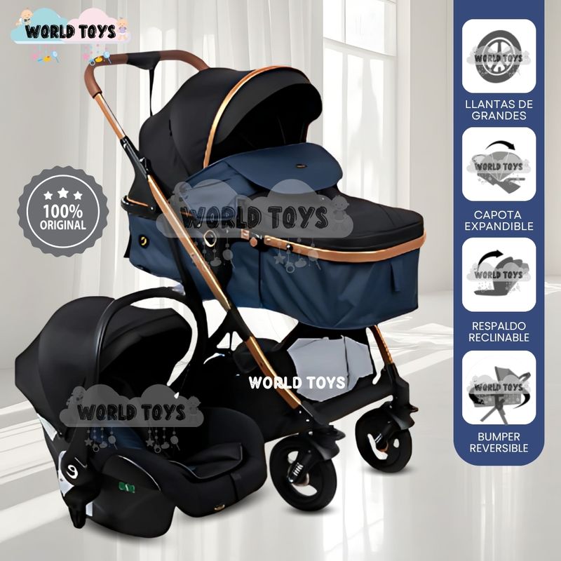 BABY - Coche Cuna Moisés de Lujo «RONDA PRIME» Blue