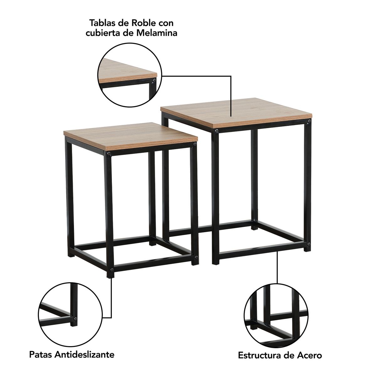 NOVAHUS - Set mesas laterales metal Industrial
