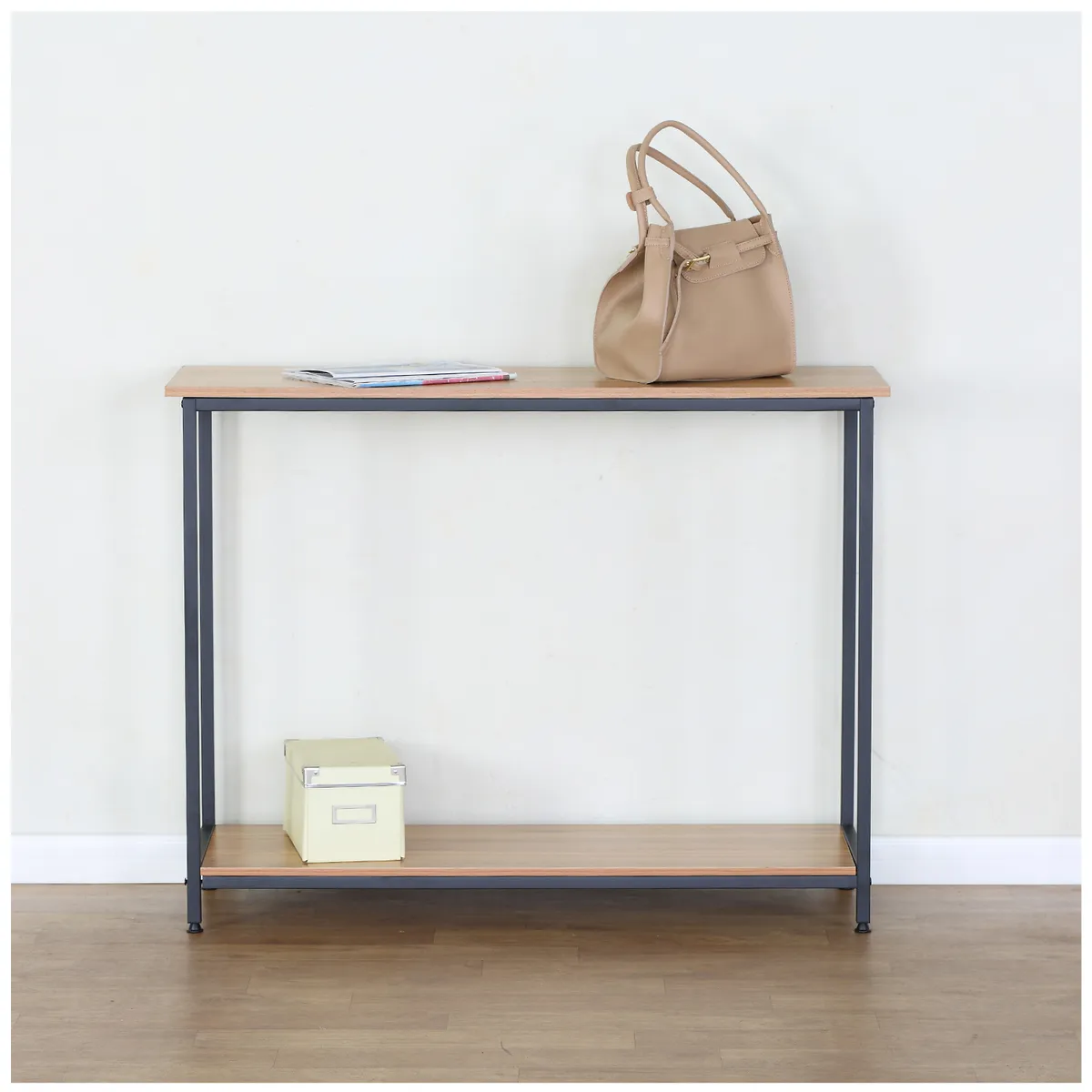 NOVAHUS - Arrimo Novahus Industrial Café con Tubo de Acero y MDF