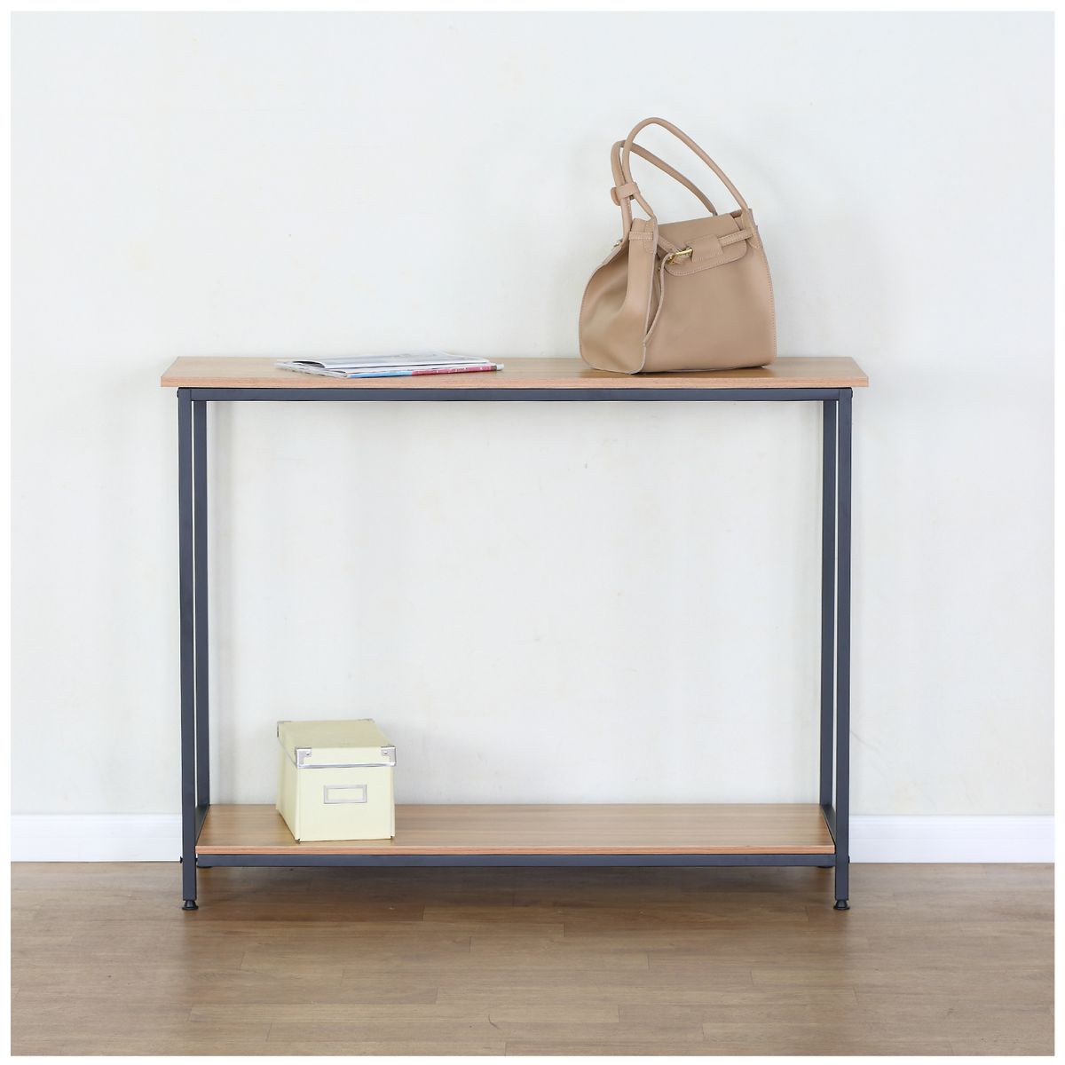 NOVAHUS - Arrimo Novahus Industrial Café con Tubo de Acero y MDF