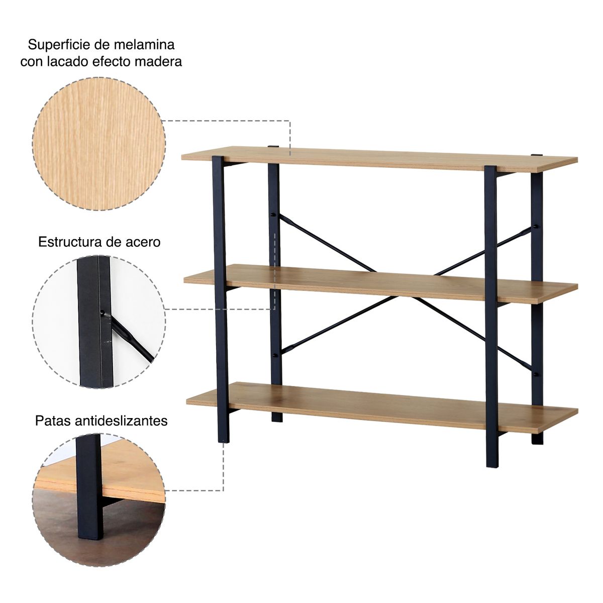 NOVAHUS - Arrimo Industrial 3 Niveles 30X24X112 cm