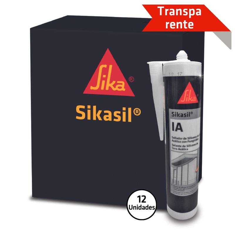 SIKA - Pack 12 Und de Silicona para Vidrios Sikasil IA Transparente 280 ml