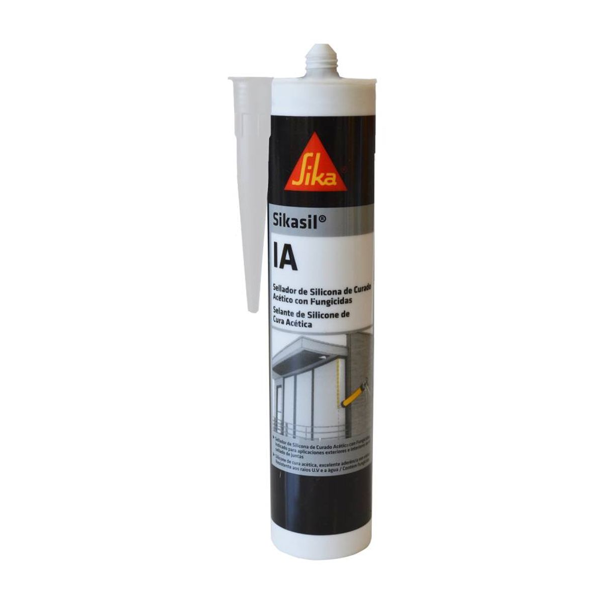 SIKA - Pack 12 Und de Silicona para Vidrios Sikasil IA Transparente 280 ml