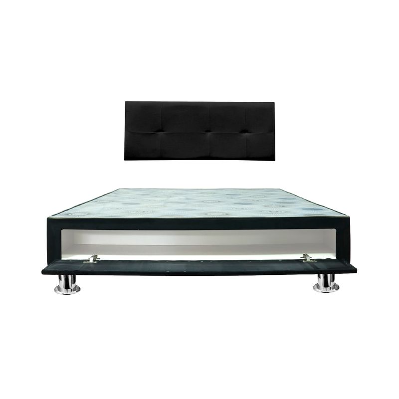 MUEBLES MACRUMO - Cama tapizada Brisa con sabanera - 2 Plz - Color Negro