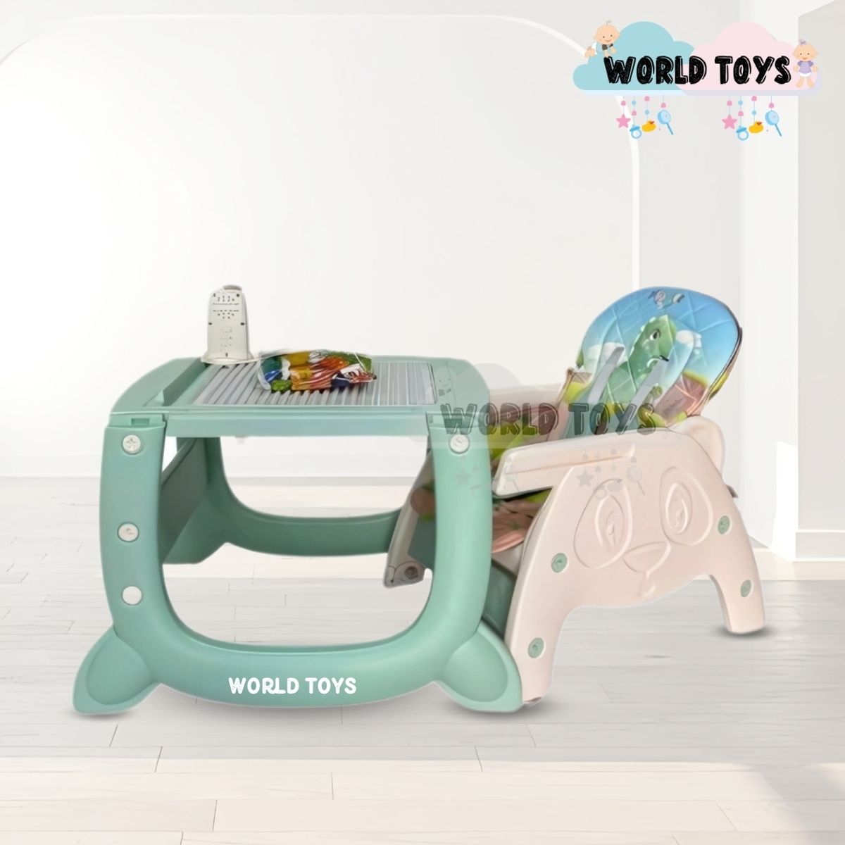 BABY - Silla de Comer Musical con Plato «PANDIMAX» Green