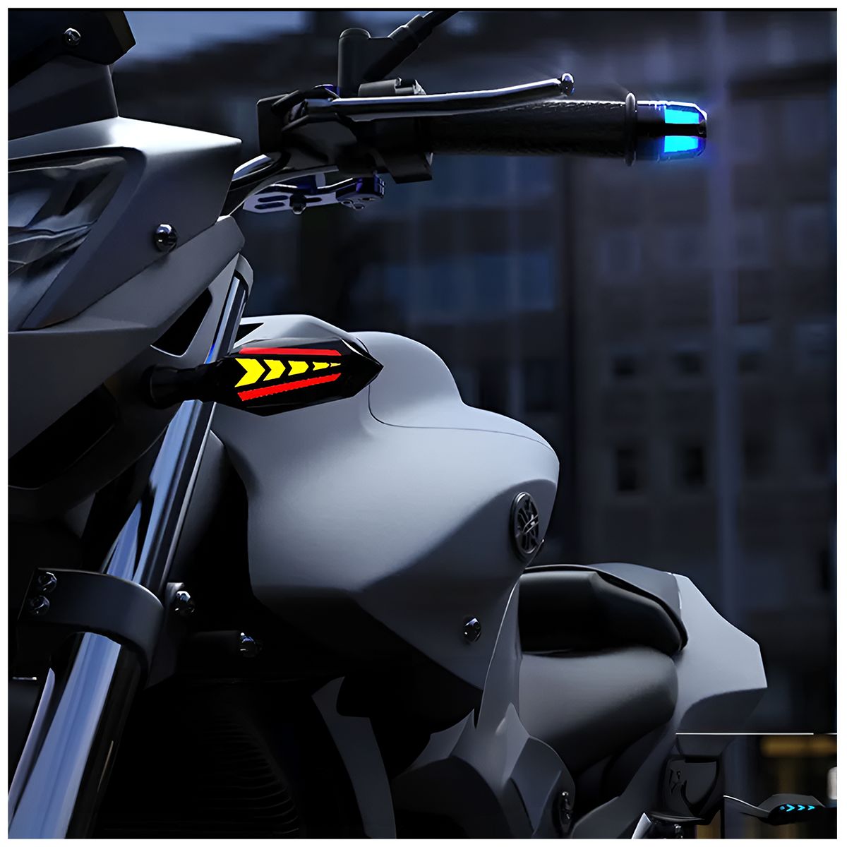 GENERICO - Tope De timon Para Moto Con Luz Azul 2Pcs