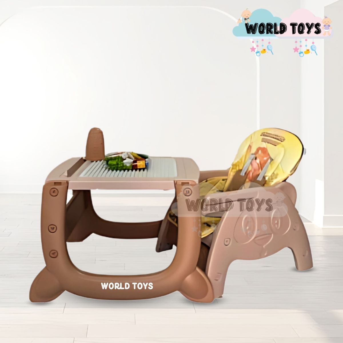 BABY - Silla de Comer Musical con Plato «PANDIMAX» Coffee