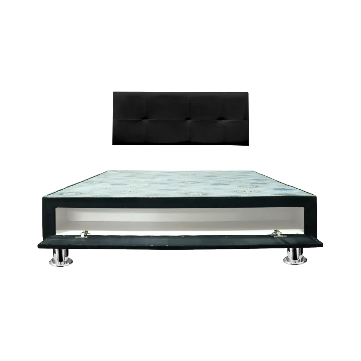 MUEBLES MACRUMO - Cama tapizada Brisa con sabanera - 1.5 Plz - Color Negro