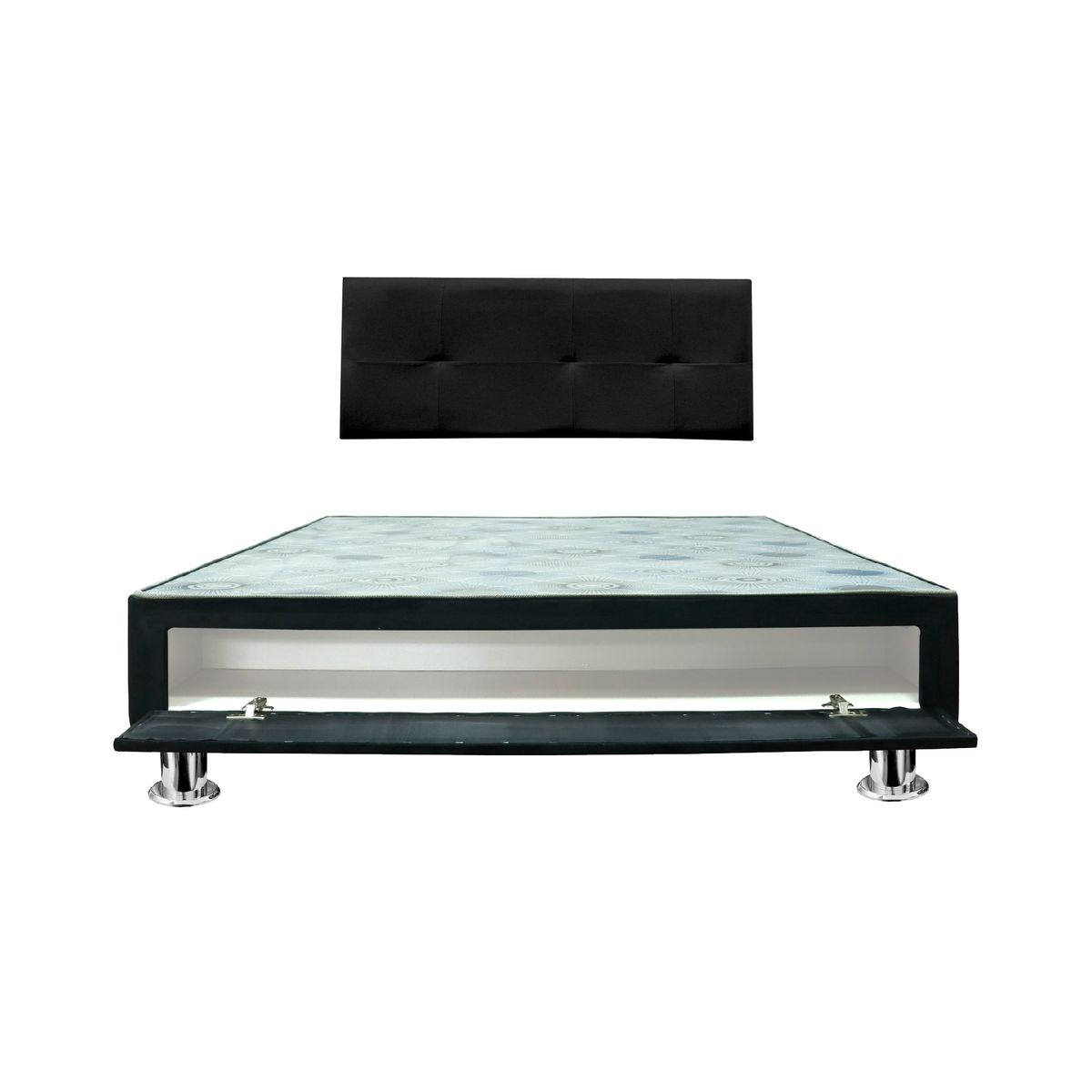 MUEBLES MACRUMO - Cama tapizada Brisa con sabanera - Queen - Color Negro