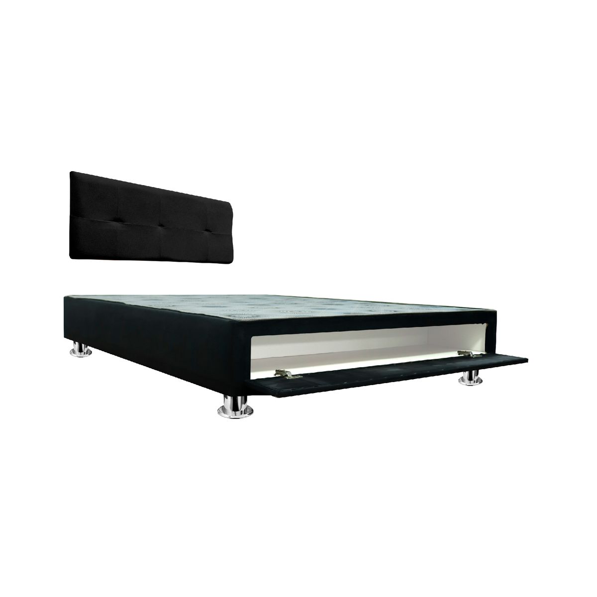 MUEBLES MACRUMO - Cama tapizada Brisa con sabanera - Queen - Color Negro