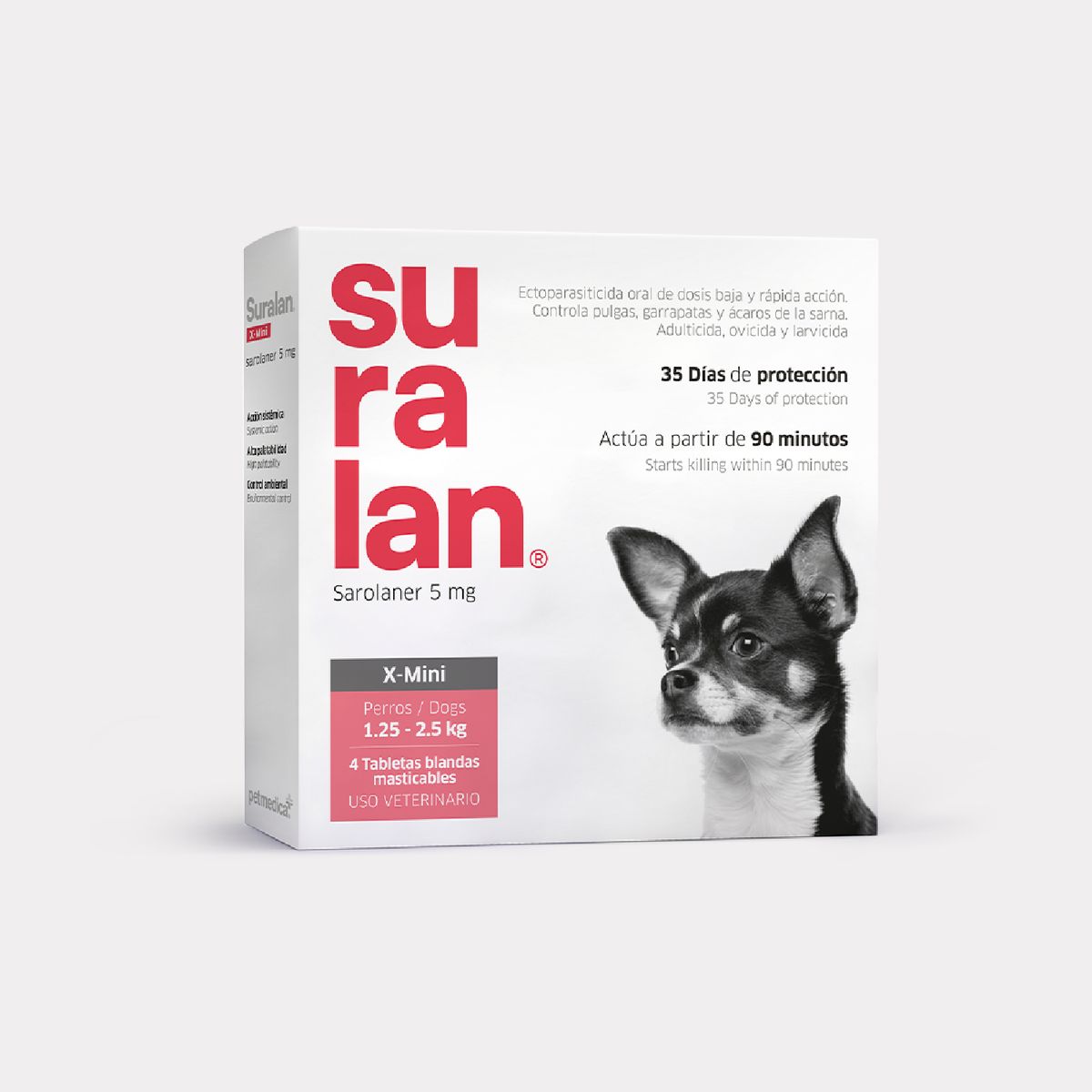 SURALAN - ANTIPULGAS PARA PERROS SURALAN X-MINI 1.5 A 2.5 KG X 4 TAB