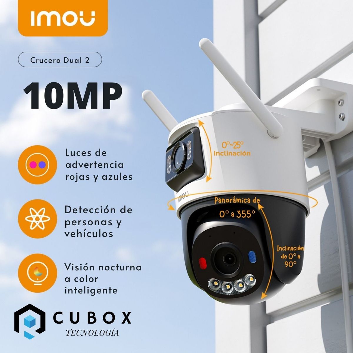 IMOU - Camara de seguridad Exterior IMOU Cruiser2 Dual Lens 10MP