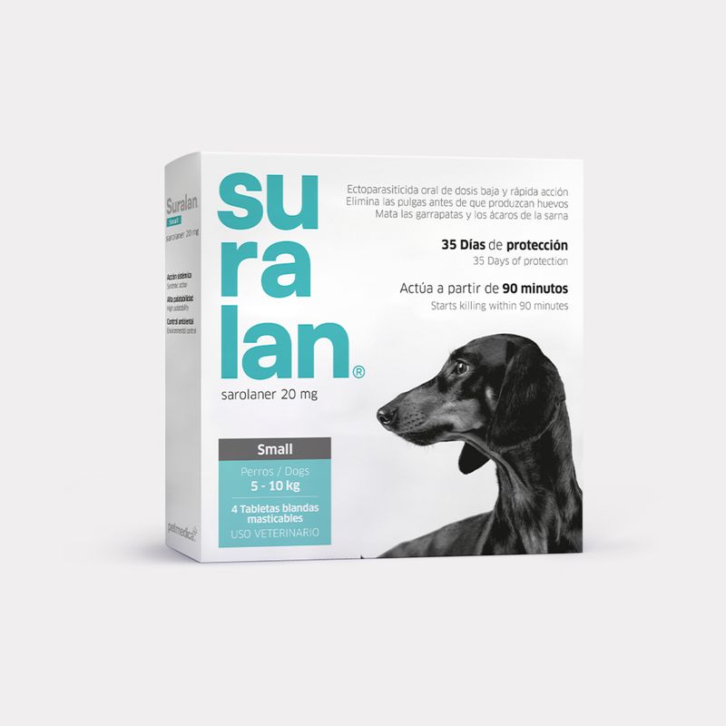 SURALAN - ANTIPULGAS PARA PERROS SURALAN SMALL 5 A 10 KG X 4 TAB