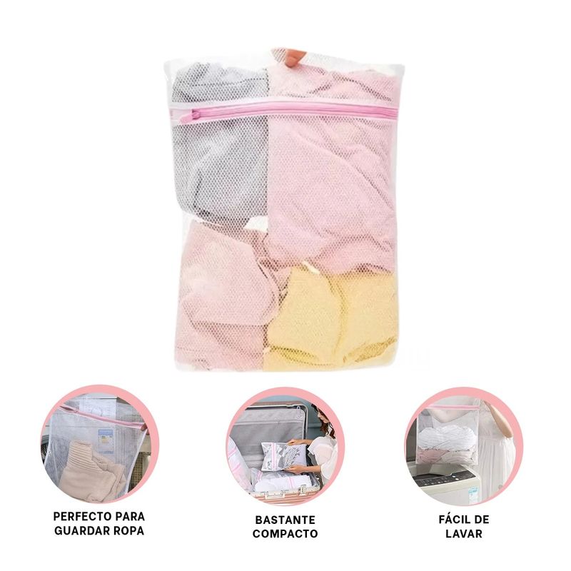 GENERICO - Pack5 Bolsa para Lavar Ropa Delicada sin Maltratar en Blanco