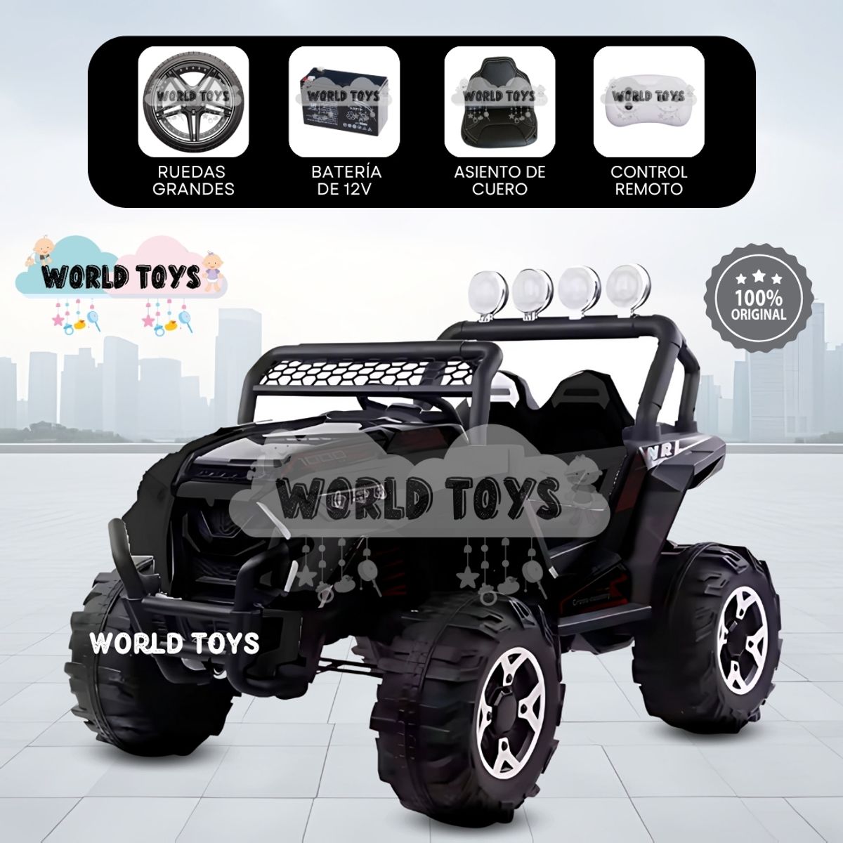 BABY - Carro a Batería 4x4 King «VOLTRON» Todo Terreno Black