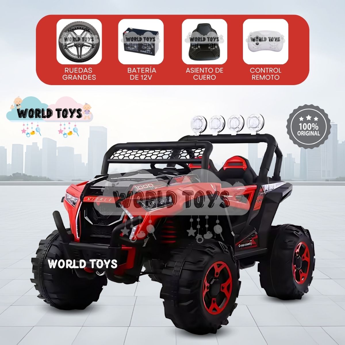 BABY - Carro a Batería 4x4 King «VOLTRON» Todo Terreno Red