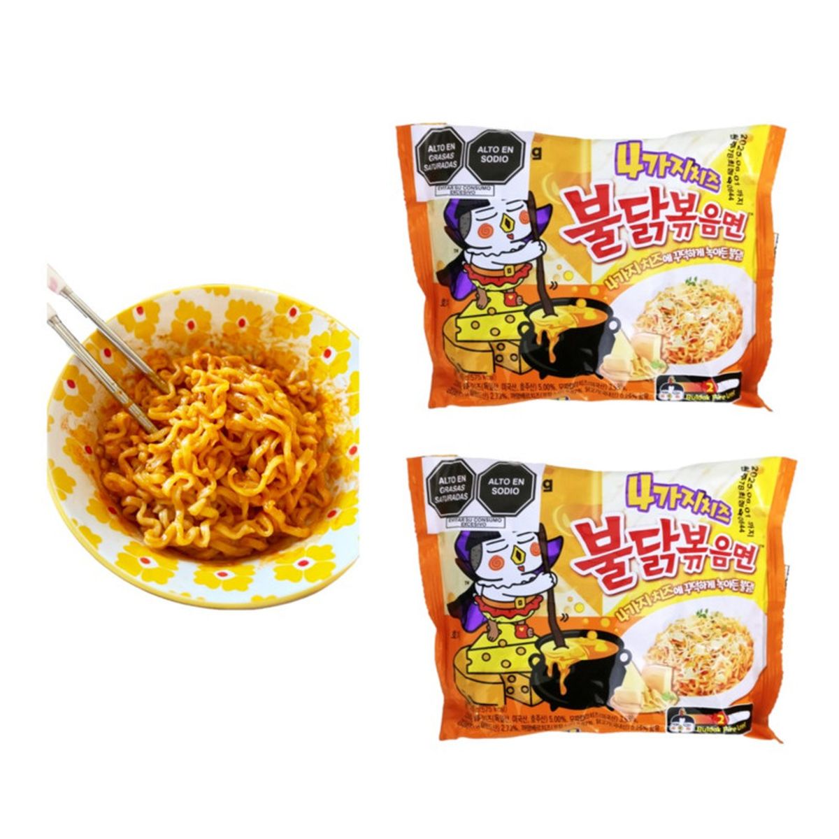 GENERICO - Pack 2u Fideos Ramen Buldak Sabor 4 Quesos 145gr