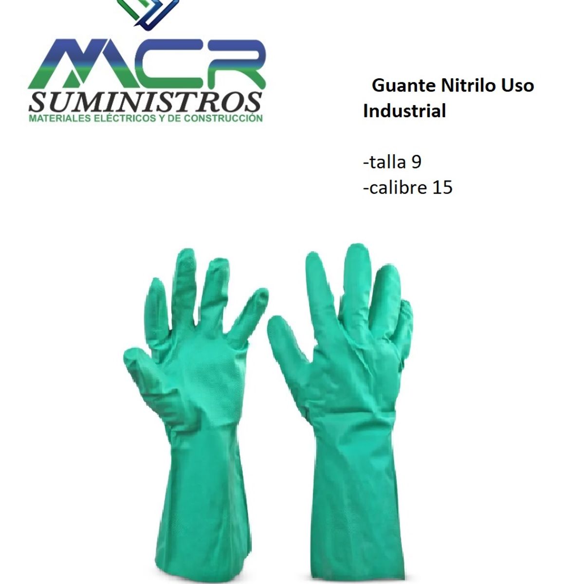 GENERICO - Guante Nitrilo Uso Industrial, talla 9 calibre 15, Precio x docena