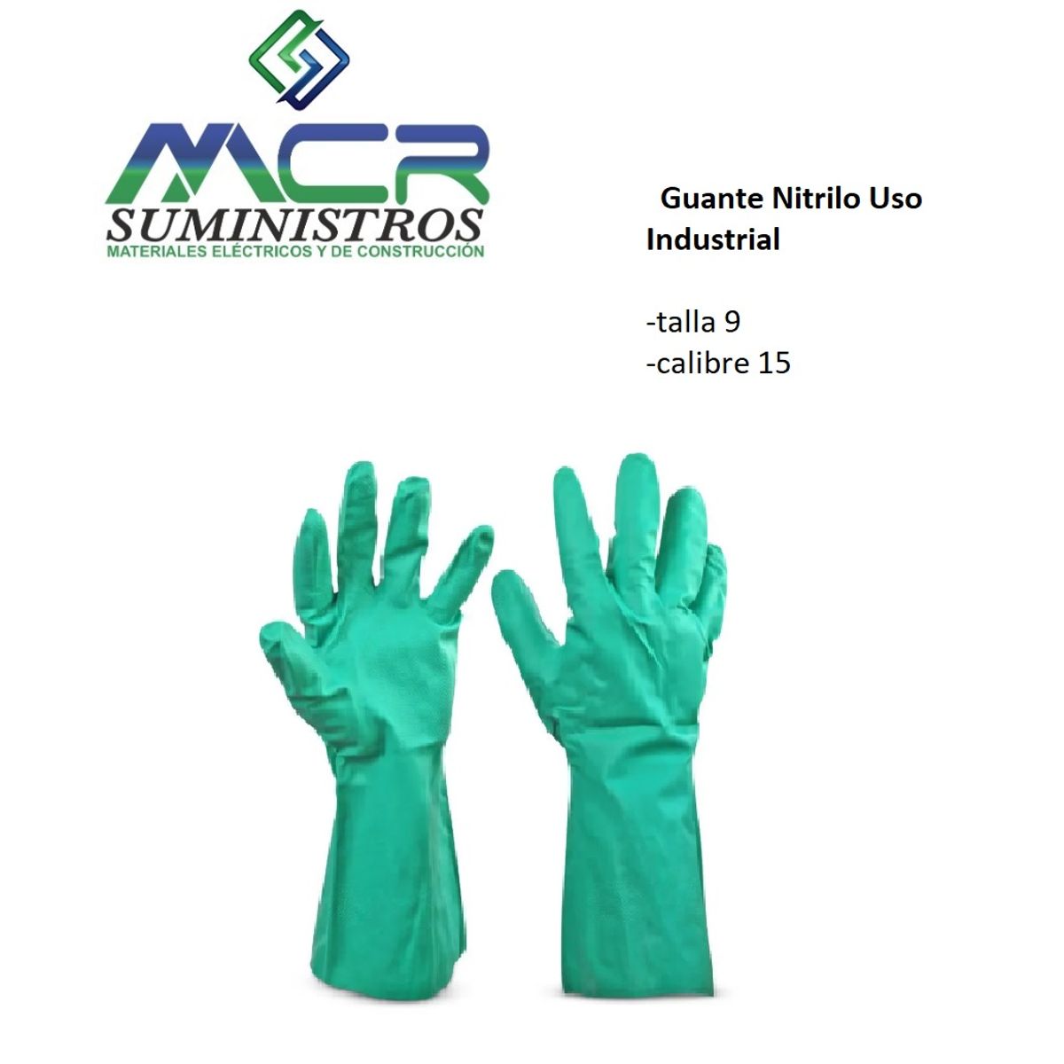 GENERICO - Guante Nitrilo Uso Industrial, talla 9 calibre 15, Precio x docena