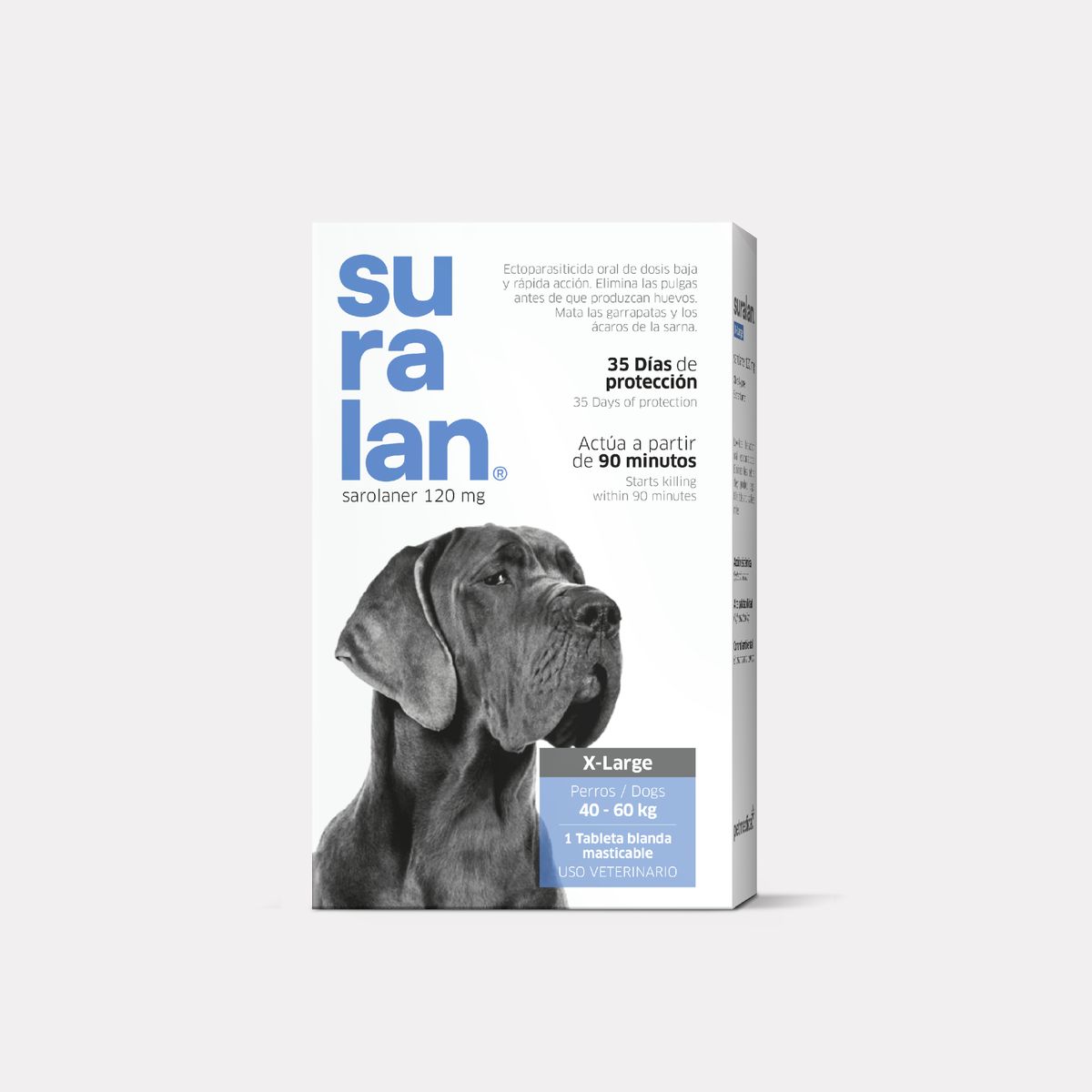 SURALAN - ANTIPULGAS PARA PERROS SURALAN X-LARGE 40 A 60 KG X 1 TAB