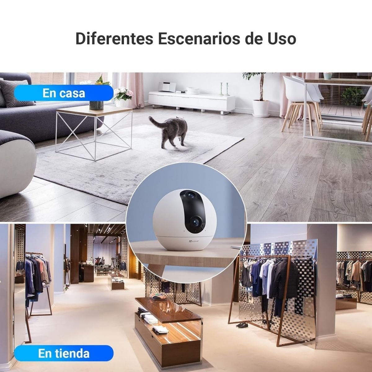 EZVIZ - EZVIZ - Cámara WiFi C60p Dual Mix Doble Lente 2K H265 - Blanco