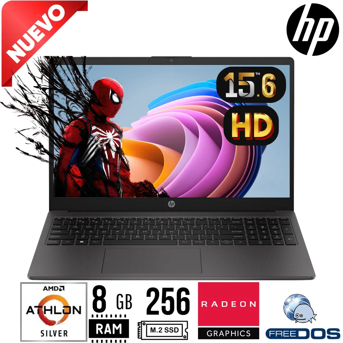 HP - LAPTOP HP 255 G10 Athlon Silver 7120, 15.6" HD, RAM 8GB. SSD 256GB. FREE DOS . NP :9E527LA