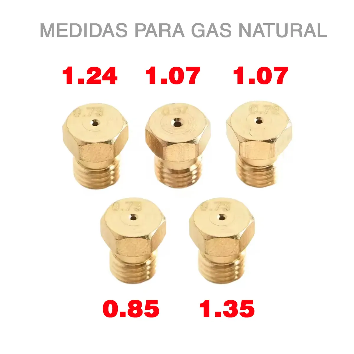 GENERICO - Pack de 5 niples para gas natural (Inyectores)