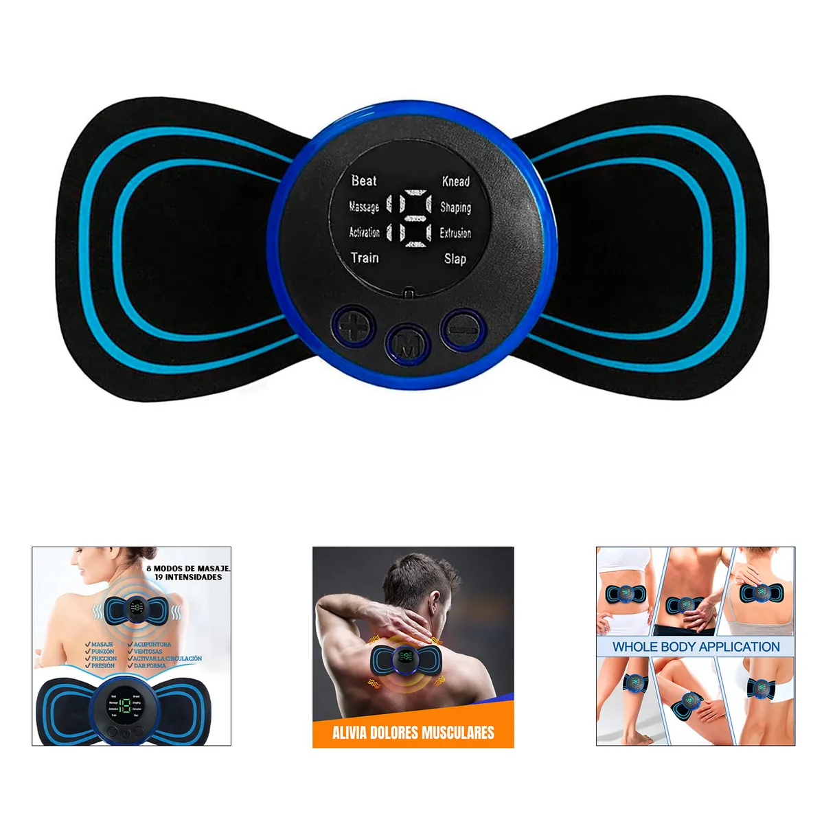 GENERICO - Mini Masajeador con pulsos eléctricos recargable USB Modelo Mariposa