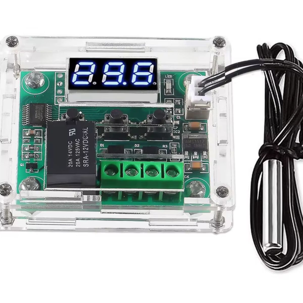 GENERICO - Kit Termostato W1209 12V con Carcasa