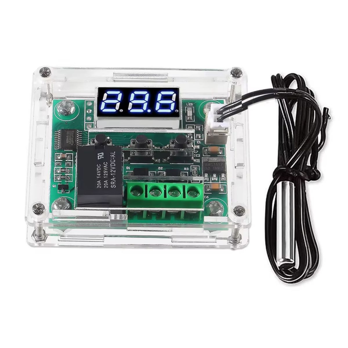 GENERICO - Kit Termostato W1209 12V con Carcasa