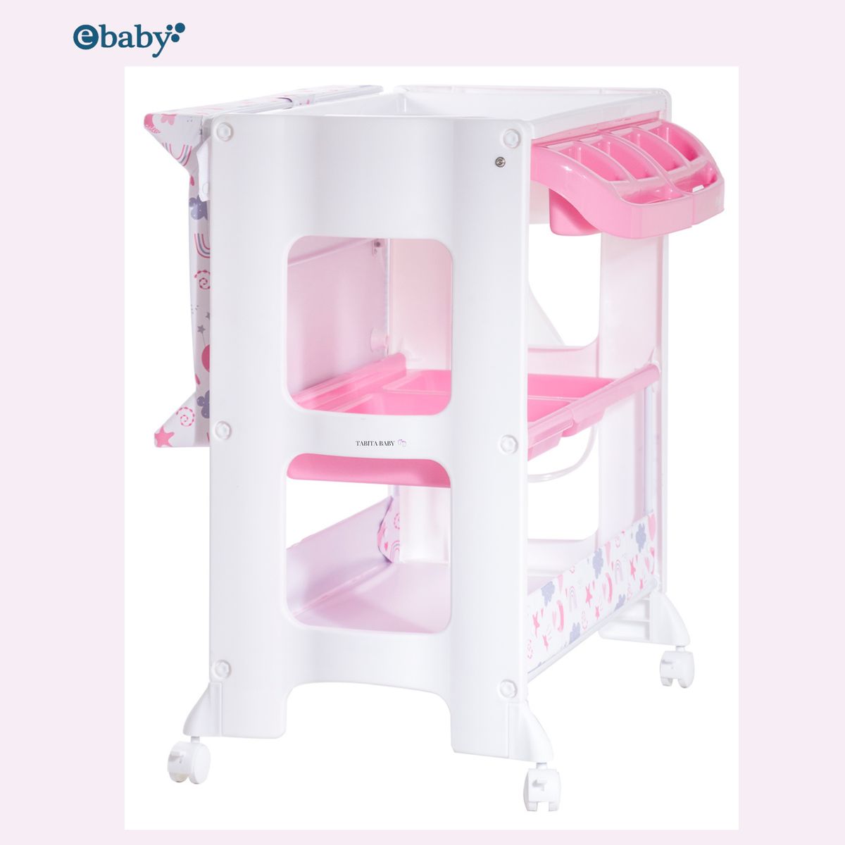 EBABY - Bañera Cambiador con drenaje para bebé Natiel Rosado