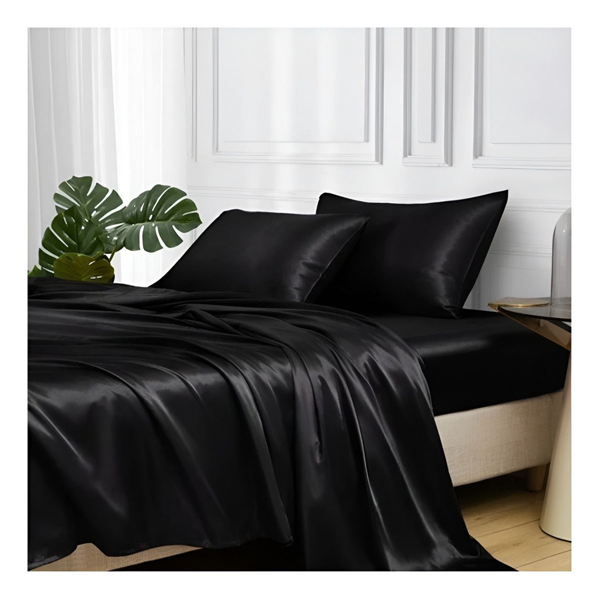 U BUY - Juego De Sábanas De Satín 2 Plazas-4 Piezas Satén