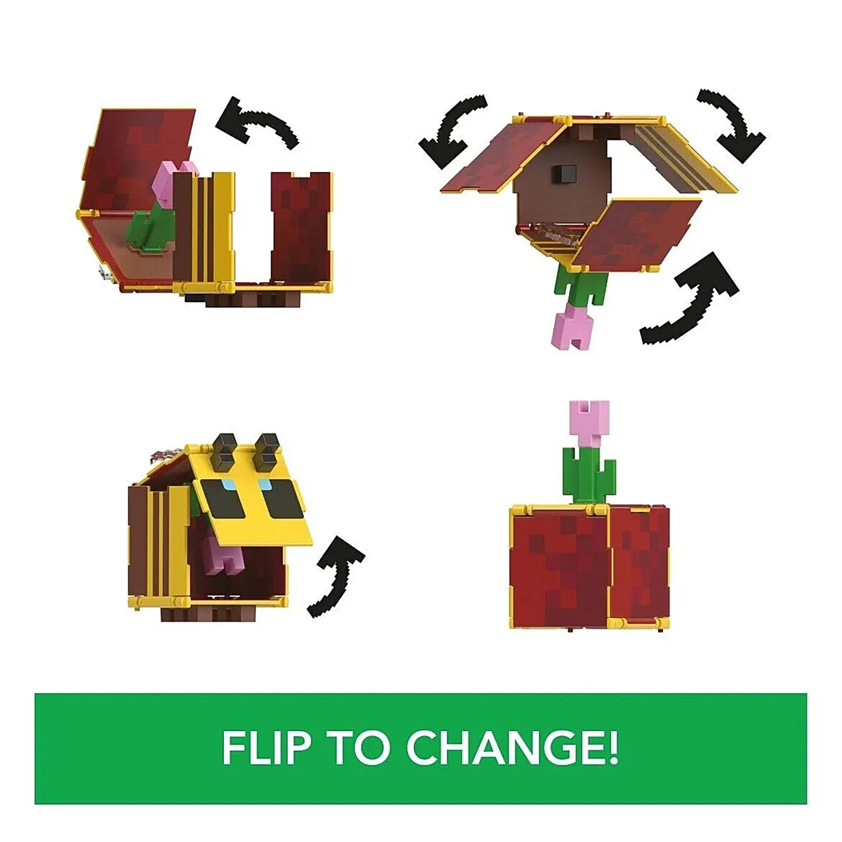 MINECRAFT - Figura Abeja y Flor Flippin Figs Bee & Flower 2 en 1