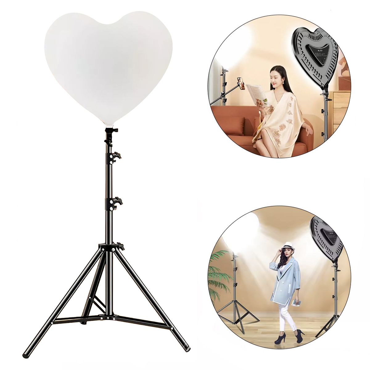 GENERICO - Panel de Luz Led Diseño de Corazón RI-500 Tripode 21m Control Remoto