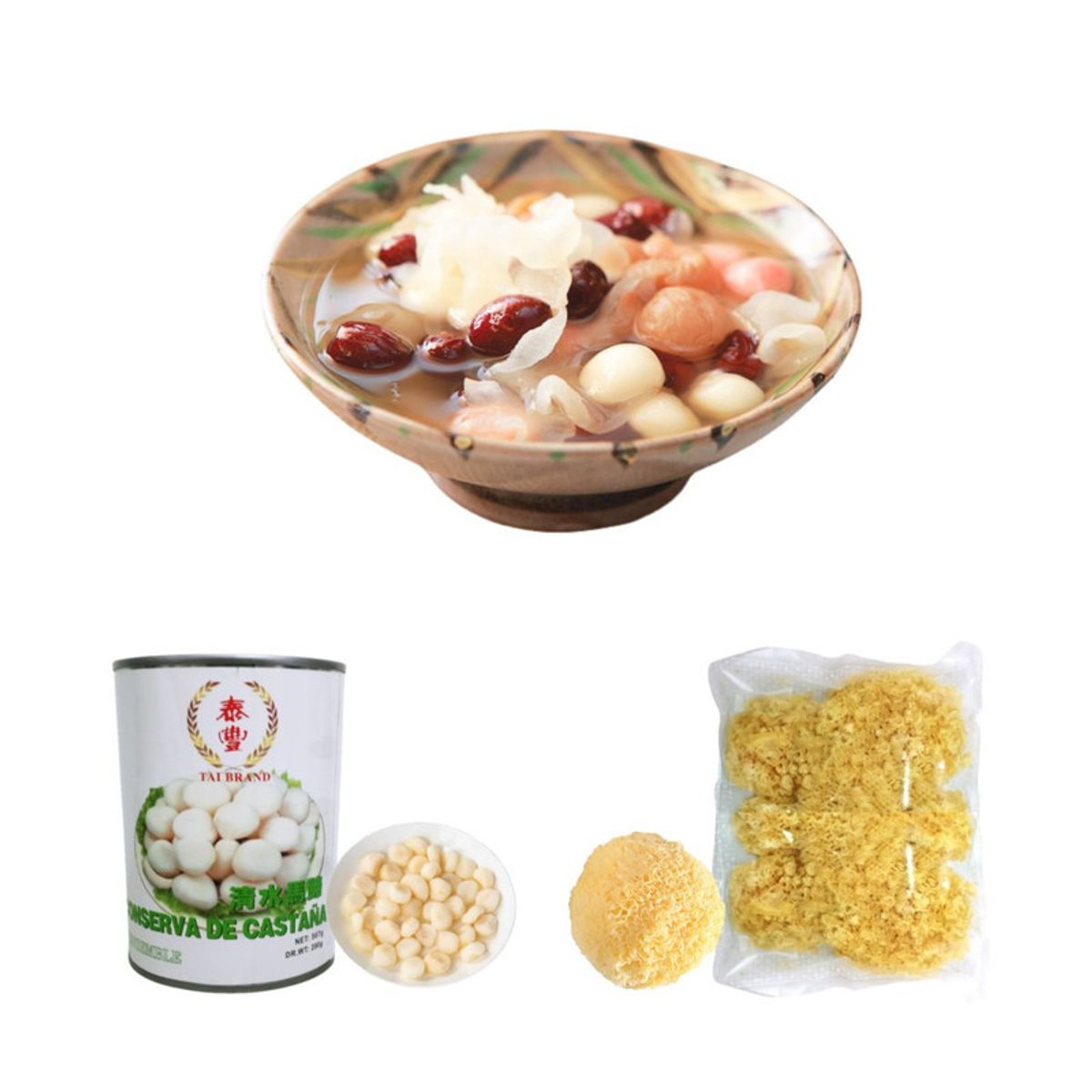 GENERICO - Pack 2u Conserva de Castañas y Hongo Blanco Tremella