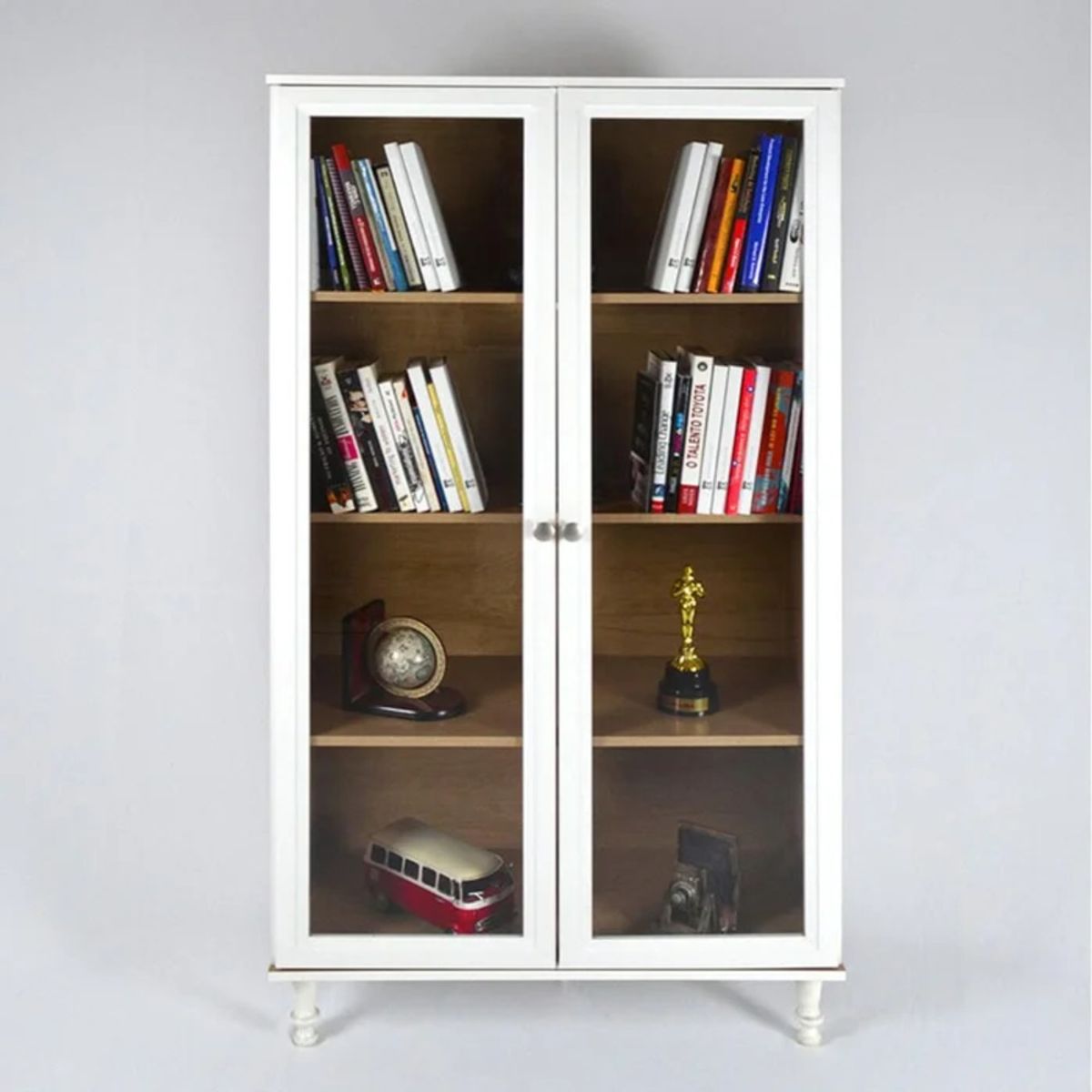 R&R MUEBLES - Vitrina Moderna Jinbee Blanco con Marrón R&R MUEBLES