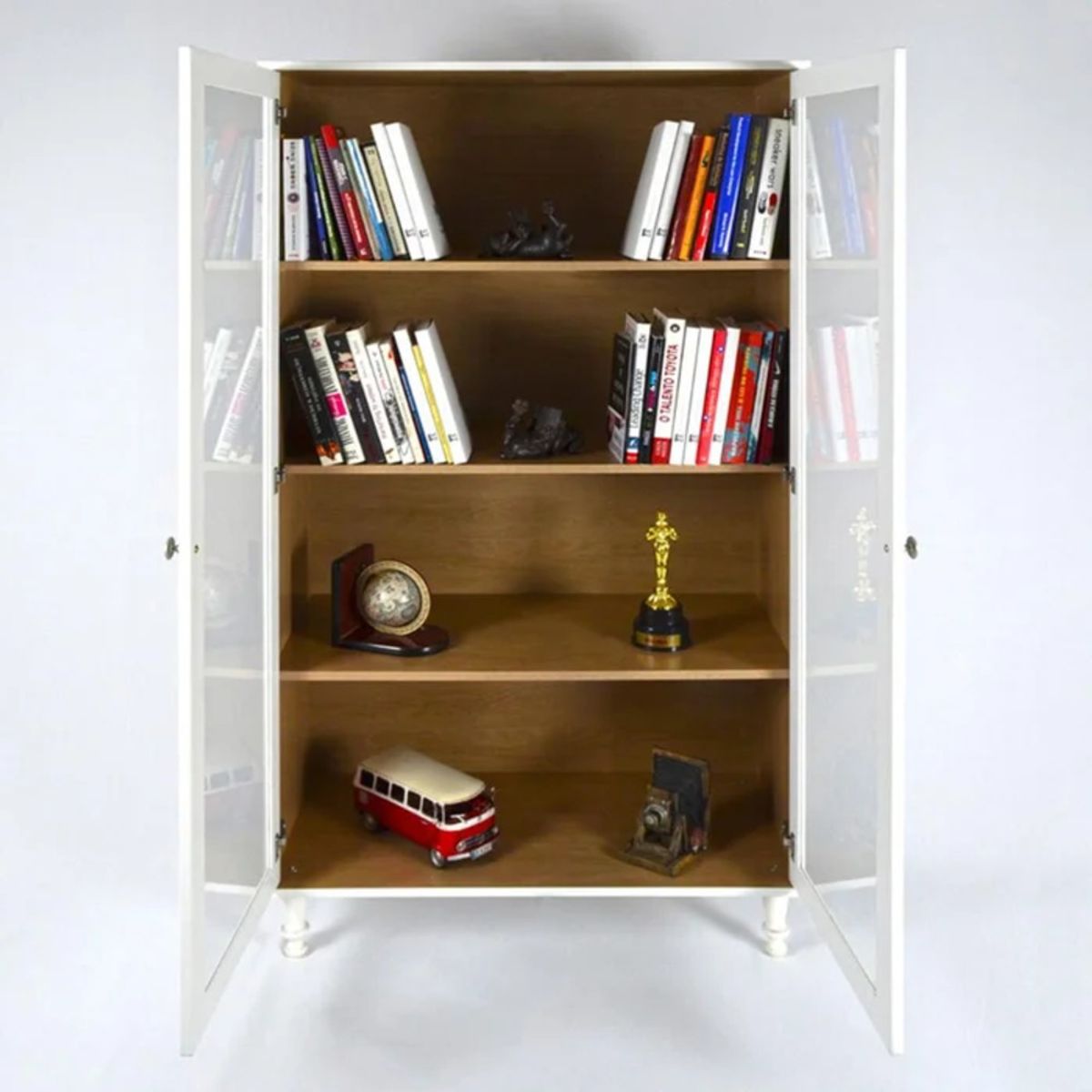 R&R MUEBLES - Vitrina Moderna Jinbee Blanco con Marrón R&R MUEBLES