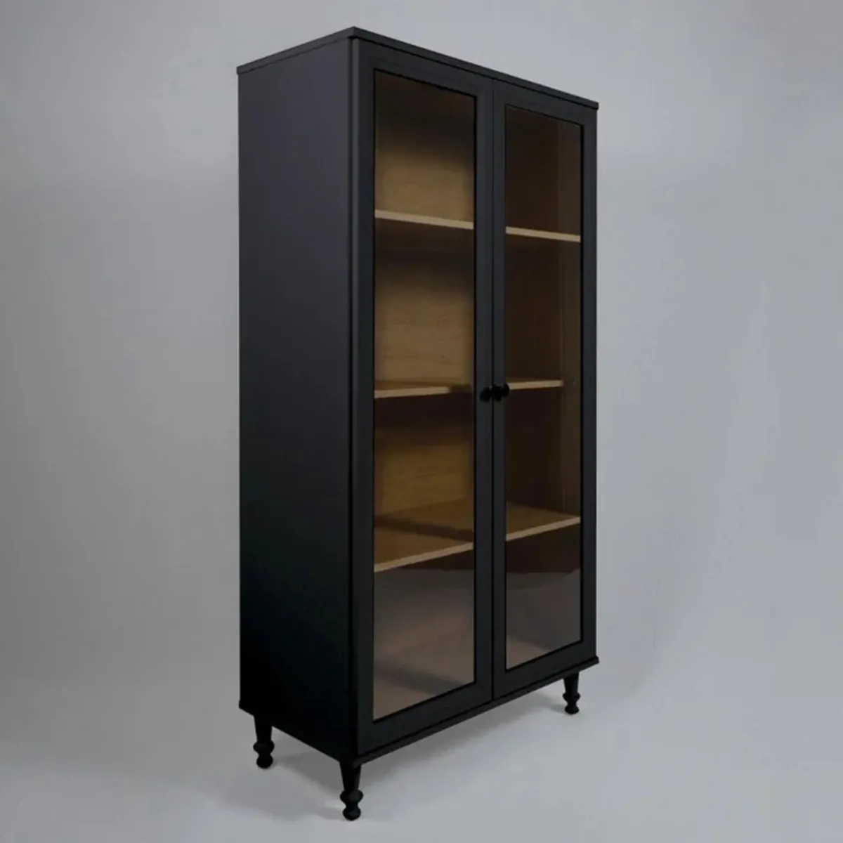 R&R MUEBLES - Vitrina Moderna Jinbee Negro con Marrón R&R MUEBLES