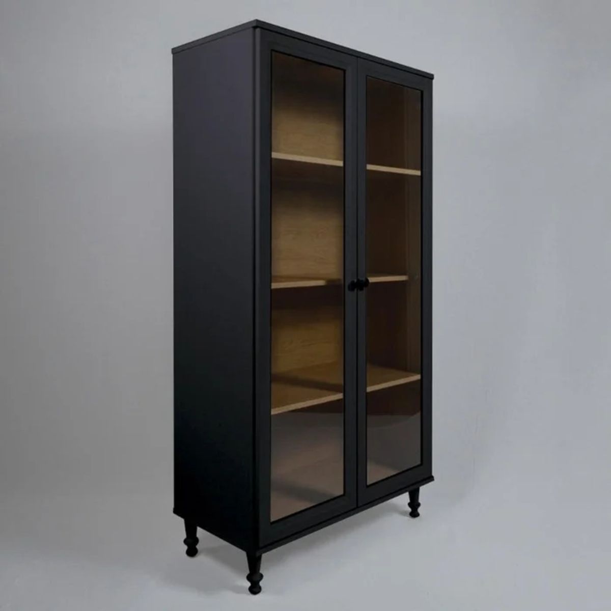 R&R MUEBLES - Vitrina Moderna Jinbee Negro con Marrón R&R MUEBLES