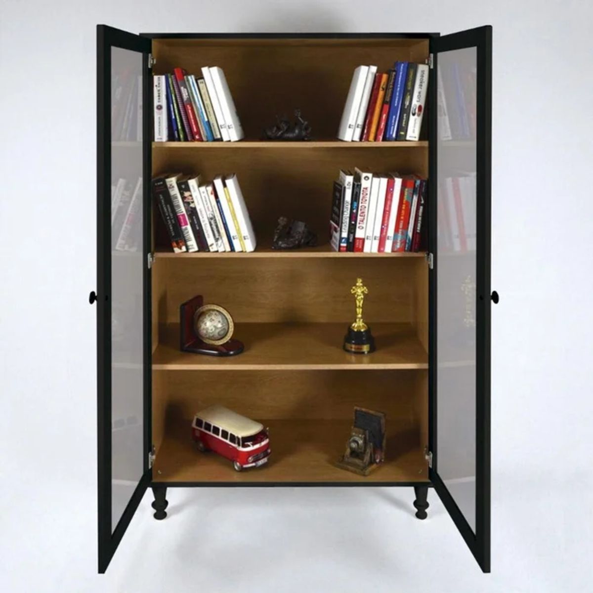 R&R MUEBLES - Vitrina Moderna Jinbee Negro con Marrón R&R MUEBLES