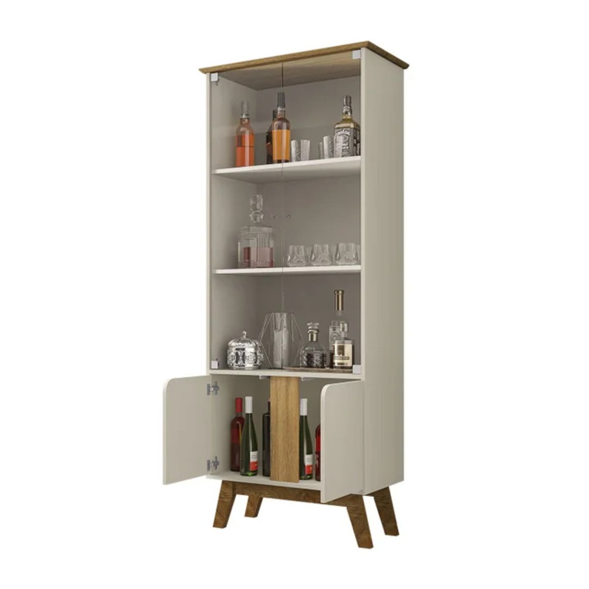 R&R MUEBLES - Vitrina Moderna Hibachi Blanco con Marrón R&R MUEBLES