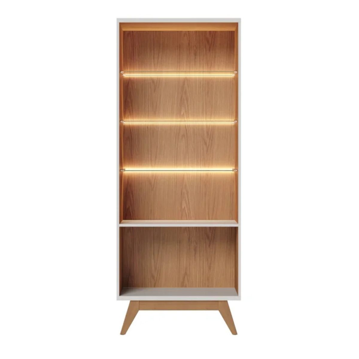 R&R MUEBLES - Vitrina Moderna Saizo Blanco con Marrón R&R MUEBLES